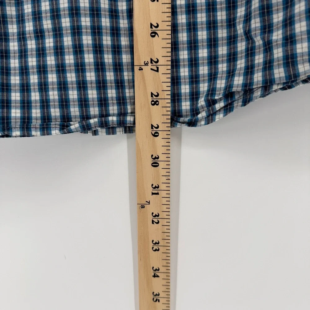 The North Face Plaid Button Down Shirt Mens M Blue White Long Sleeve Pocket